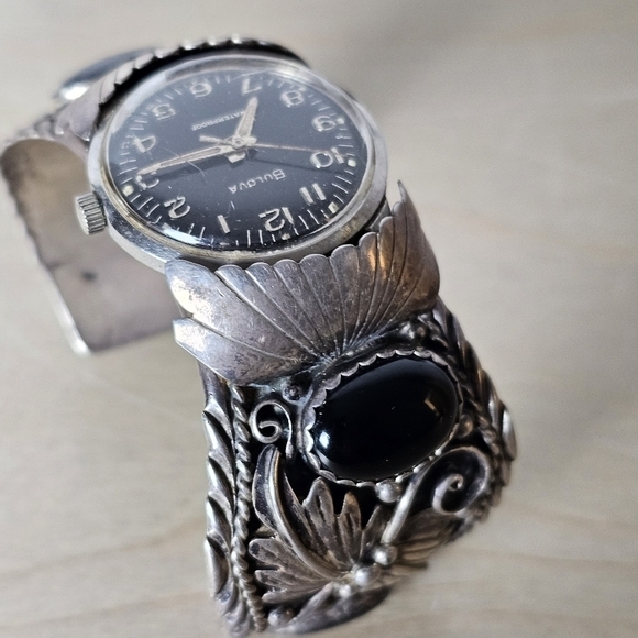 925 Sterling Silver Other - Vintage Native American Sterling Silver Cuff Bracelet With A Bolivia Watch